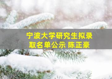 宁波大学研究生拟录取名单公示 陈正豪